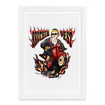 Cyclomoteur cyclomoteur - Affiche encadrée (27 × 37 cm) - blanc - Devant