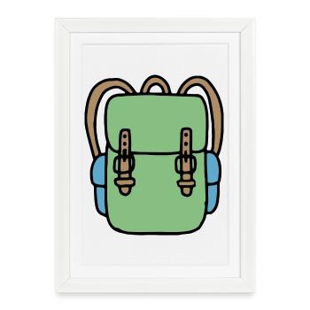Sac à dos en vert - Affiche encadrée (27 × 37 cm) - blanc - Devant