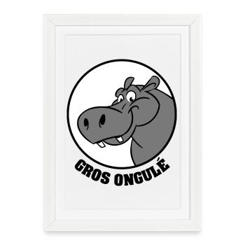 Hippo Texte - Affiche encadrée (27 × 37 cm) - blanc - Devant