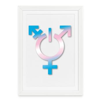 transgender flagge trans LBGTQ queer ON coming out - Framed poster (27 × 37 cm) - white - Front