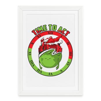 Climate change, time to act - Framed poster (27 × 37 cm) - white - Front