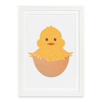 poussin nouvellement éclos dans la coquille d’œuf - Affiche encadrée (27 × 37 cm) - blanc - Devant