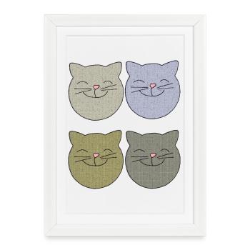 Cats 4 Pack - Framed poster (27 × 37 cm) - white - Front