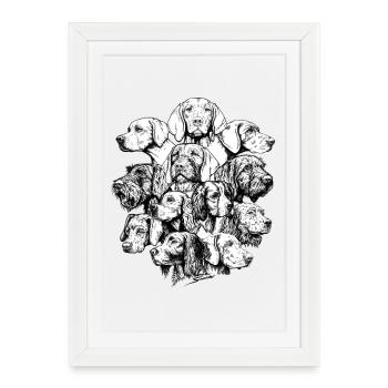 Hidden Object Pointing Dogs - Framed poster (27 × 37 cm) - white - Front
