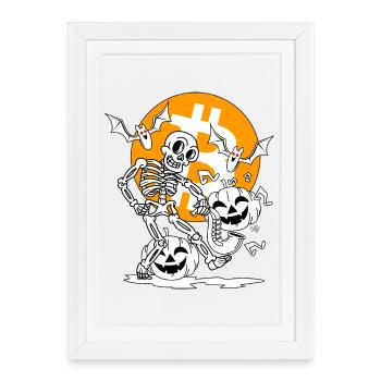 Ghoul's Halloween Bitcoin Party - Framed poster (27 × 37 cm) - white - Front