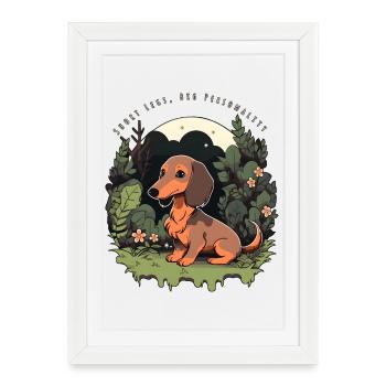 Dachshund Kawaii Puppy Dog Design - Affiche encadrée (27 × 37 cm) - blanc - Devant