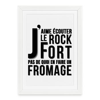 fromage, Roquefort, rock - Affiche encadrée (27 × 37 cm) - blanc - Devant