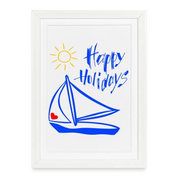 Voilier, maritime - Affiche encadrée (27 × 37 cm) - blanc - Devant