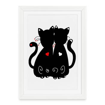 chats noirs - Affiche encadrée (27 × 37 cm) - blanc - Devant