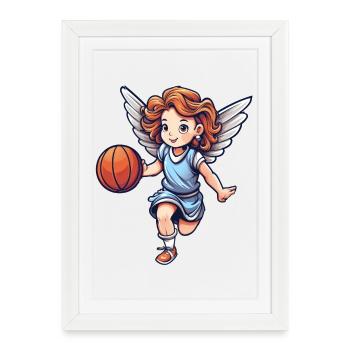 Basketball Angel - Framed poster (27 × 37 cm) - white - Front