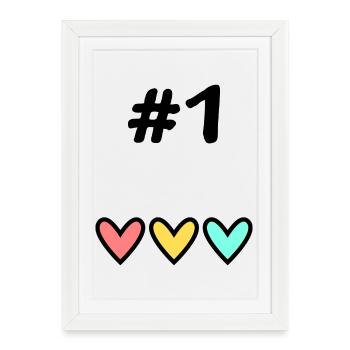 1. 1 AN. 1er ANNIVERSAIRE. ANNIVERSAIRE 1 AN - Affiche encadrée (27 × 37 cm) - blanc - Devant