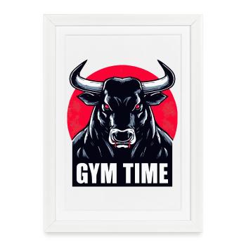 Gym Time - Taurus Strength - Framed poster (27 × 37 cm) - white - Front