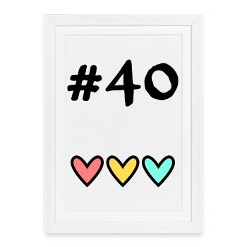 40. 40 ANS. 40e ANNIVERSAIRE. ANNIVERSAIRE 40 ANS. - Affiche encadrée (27 × 37 cm) - blanc - Devant