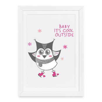 Bébé il fait frais dehors - Owl - Affiche encadrée (27 × 37 cm) - blanc - Devant