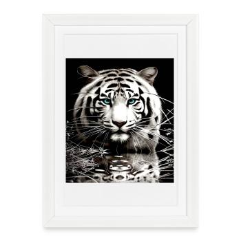 Tigre Blanc - Affiche encadrée (27 × 37 cm) - blanc - Devant