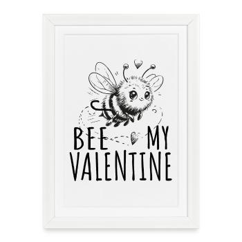 Abeille ma Saint-Valentin Saint-Valentin dire l’amour abeille - Affiche encadrée (27 × 37 cm) - blanc - Devant