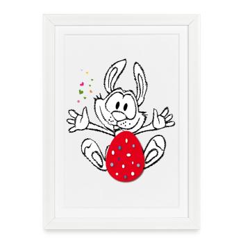 Easter Bunny with Easter Egg - Framed poster (27 × 37 cm) - white - Front