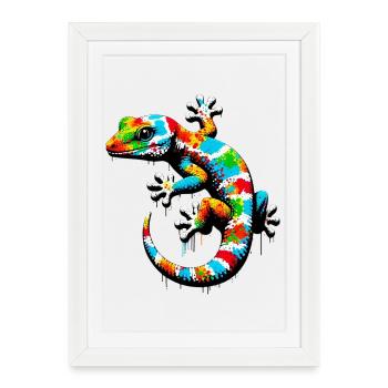 Gecko - Affiche encadrée (27 × 37 cm) - blanc - Devant