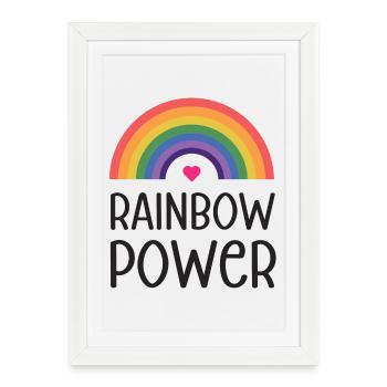 LGBT Pride Month - Rainbow Power - Framed poster (27 × 37 cm) - white - Front
