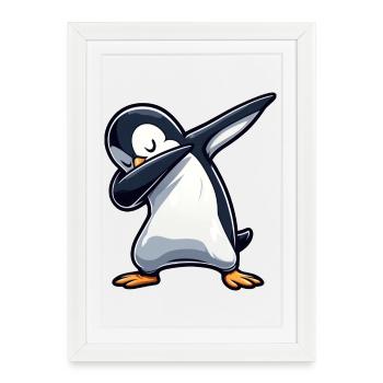 Penguin Dab Dabbing Cool Relaxed - Framed poster (27 × 37 cm) - white - Front