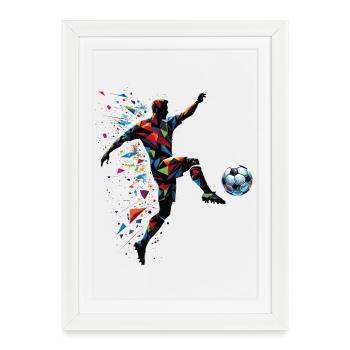 dynamic soccer player playing soccer - Framed poster (27 × 37 cm) - white - Front