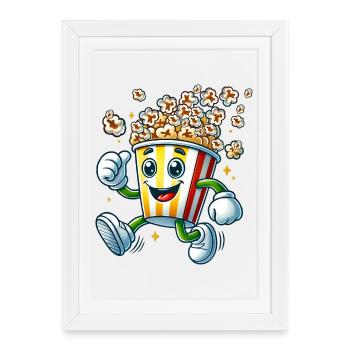 cheerful cartoon popcorn motif for fun in the cinema - Framed poster (27 × 37 cm) - white - Front