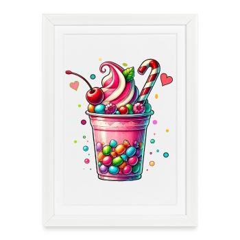 Pleasure for the Senses: Candy Milkshake Mug - Framed poster (27 × 37 cm) - white - Front