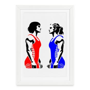 Lutte féminine - Affiche encadrée (27 × 37 cm) - blanc - Devant