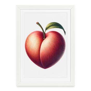 Pêche en forme de cœur : beauté du fruit - Affiche encadrée (27 × 37 cm) - blanc - Devant