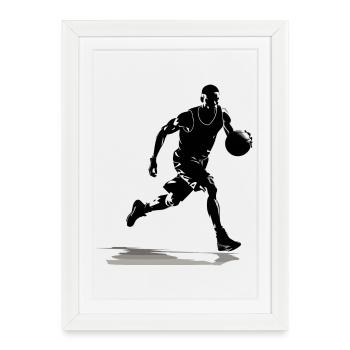 Basketteur - Affiche encadrée (27 × 37 cm) - blanc - Devant