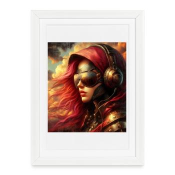 Steampunk Aviator - Framed poster (27 × 37 cm) - white - Front