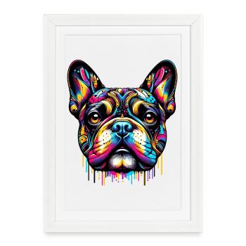 Bouledogue français Chien - Affiche encadrée (27 × 37 cm) - blanc - Devant