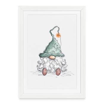 Gnome Dwarf Christmas Gnome Holidays - Framed poster (27 × 37 cm) - white - Front
