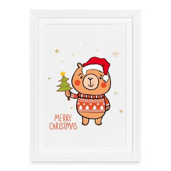 Joyeux Noël Teddy - Affiche encadrée (27 × 37 cm) - blanc - Devant