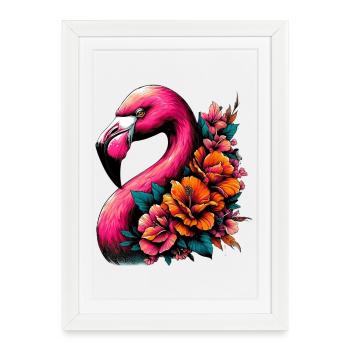 Flamant - Affiche encadrée (27 × 37 cm) - blanc - Devant
