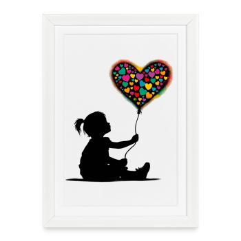 Heart Love - Framed poster (27 × 37 cm) - white - Front