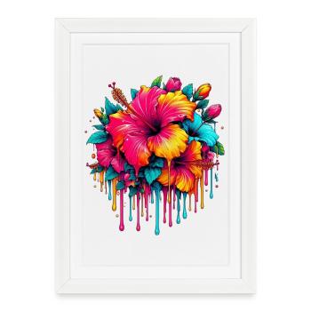 Fleurs d’hibiscus - Affiche encadrée (27 × 37 cm) - blanc - Devant