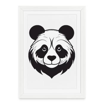 Illustrative panda with gentle features - Framed poster (27 × 37 cm) - white - Front