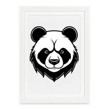 Célèbre portrait de panda en noir et blanc - Affiche encadrée (27 × 37 cm) - blanc - Devant