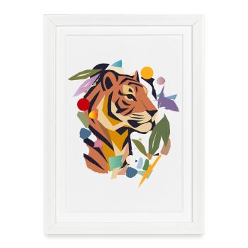 Tigre abstrait dans le style artistique - Affiche encadrée (27 × 37 cm) - blanc - Devant