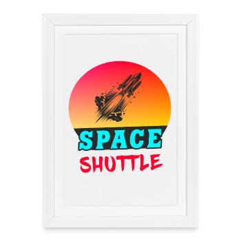 Space Shuttle Sunset Design - Framed poster (27 × 37 cm) - white - Front