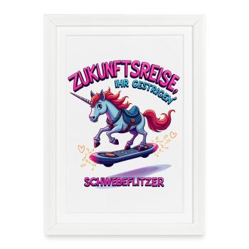 Licorne du futur - Affiche encadrée (27 × 37 cm) - blanc - Devant
