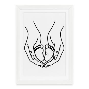 Logo Mains tenant les pieds de bébé - Affiche encadrée (27 × 37 cm) - blanc - Devant