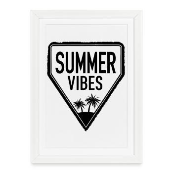 Design SUMMER VIBES avec lettrage cool - Affiche encadrée (27 × 37 cm) - blanc - Devant