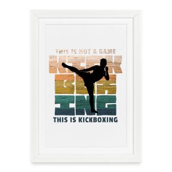 Kickboxen, Kickboxing, Kickboxer Rétro - Affiche encadrée (27 × 37 cm) - blanc - Devant