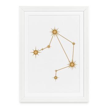 Constellation d’étoiles Balance Signe de naissance Doré - Affiche encadrée (27 × 37 cm) - blanc - Devant