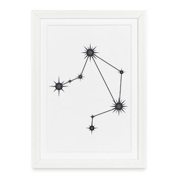 Balance Étoile Constellation Signe du zodiaque Noir et Gris - Affiche encadrée (27 × 37 cm) - blanc - Devant