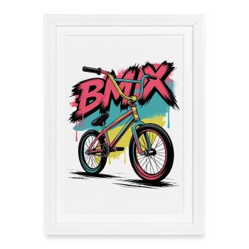 Graffiti Vintage BMX Vélo Art - Affiche encadrée (27 × 37 cm) - blanc - Devant