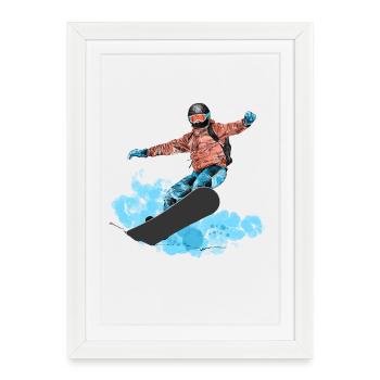 Snowboarding - Framed poster (27 × 37 cm) - white - Front