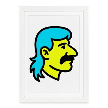 Mullet Homme Pop Art - Affiche encadrée (27 × 37 cm) - blanc - Devant